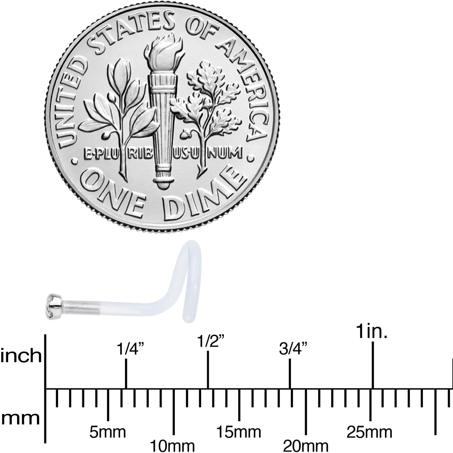 18 Gauge 14KT White Gold 1.5mm Genuine Diamond Bioplast Micro Nose Ring 8 18 Gauge 14KT White Gold 1.5mm Genuine Diamond Bioplast Micro Nose Ring - Image 8