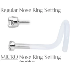 18 Gauge 14KT White Gold 1.5mm Genuine Diamond Bioplast Micro Nose Ring 17 18 Gauge 14KT White Gold 1.5mm Genuine Diamond Bioplast Micro Nose Ring -Body Jewelry Store G 3025 22BIO.otherimage7