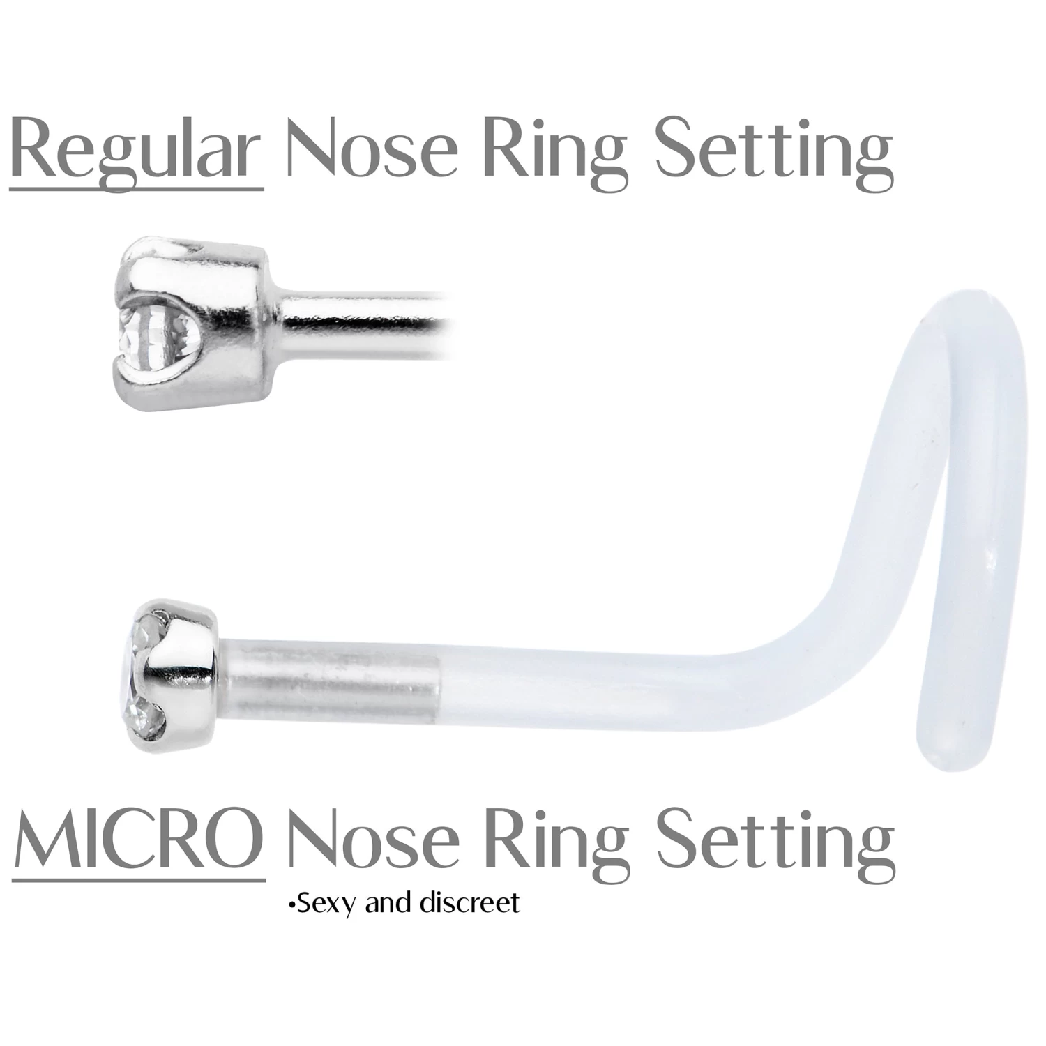 18 Gauge 14KT White Gold 1.5mm Genuine Diamond Bioplast Micro Nose Ring 9 18 Gauge 14KT White Gold 1.5mm Genuine Diamond Bioplast Micro Nose Ring - Image 9