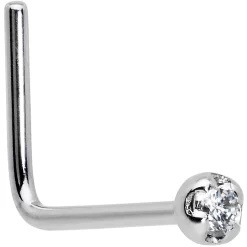 14k Solid White Gold Genuine 1.5mm Diamond Micro Nose Ring -Body Jewelry Store G 3025 22L.main