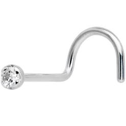 14k Solid White Gold Genuine 1.5mm Diamond Micro Nose Ring -Body Jewelry Store G 3025 22LFT.main