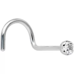 14k Solid White Gold Genuine 1.5mm Diamond Micro Nose Ring -Body Jewelry Store G 3025 22RS.main