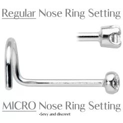 14k Solid White Gold Genuine 1.5mm Diamond Micro Nose Ring -Body Jewelry Store G 3025.otherimage3