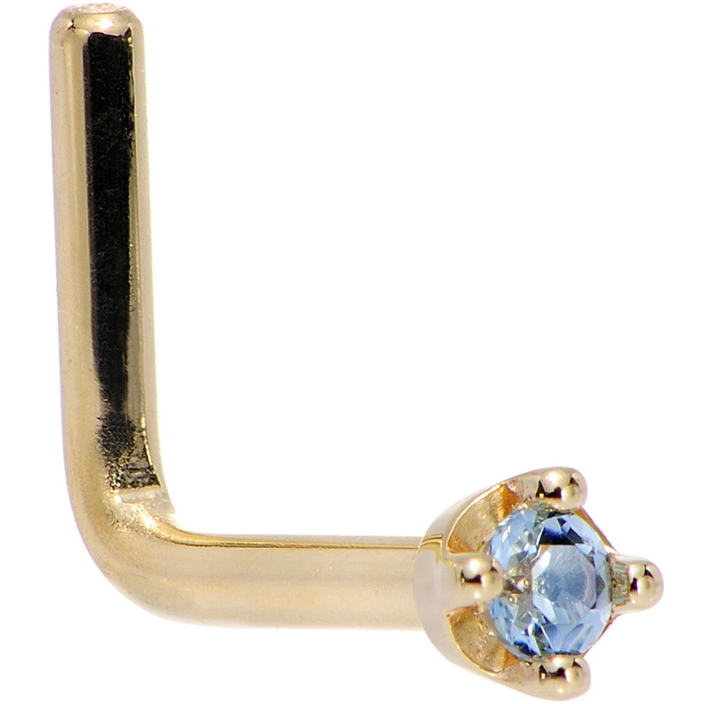 Solid 14KT Yellow Gold (December) 1.5mm Genuine Topaz Nose Ring 4 Solid 14KT Yellow Gold (December) 1.5mm Genuine Topaz Nose Ring - Image 4