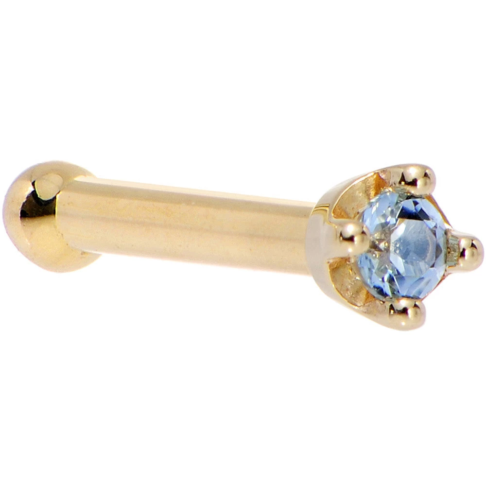 Solid 14KT Yellow Gold (December) 1.5mm Genuine Topaz Nose Ring 5 Solid 14KT Yellow Gold (December) 1.5mm Genuine Topaz Nose Ring - Image 5