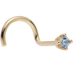 Solid 14KT Yellow Gold (December) 1.5mm Genuine Topaz Nose Ring 18 Solid 14KT Yellow Gold (December) 1.5mm Genuine Topaz Nose Ring -Body Jewelry Store G 313