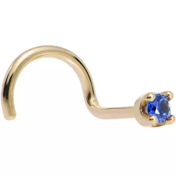 Solid 14KT Yellow Gold (September) 1.5mm Genuine Blue Sapphire Nose Stud Ring 21 Solid 14KT Yellow Gold (September) 1.5mm Genuine Blue Sapphire Nose Stud Ring -Body Jewelry Store G 325