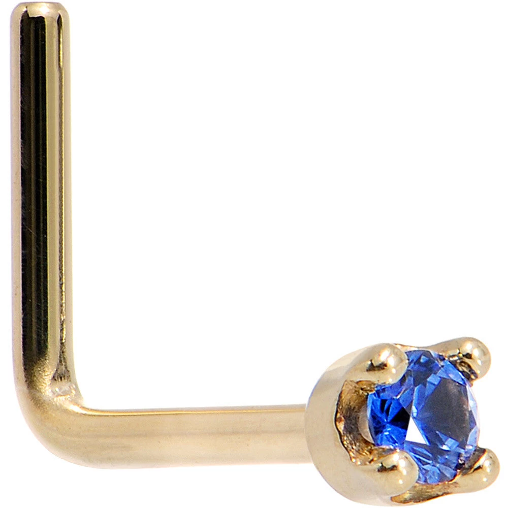 Solid 14KT Yellow Gold (September) 1.5mm Genuine Blue Sapphire Nose Stud Ring 9 Solid 14KT Yellow Gold (September) 1.5mm Genuine Blue Sapphire Nose Stud Ring - Image 9