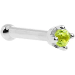 Solid 14KT White Gold (August) 1.5mm Genuine Peridot Nose Ring 25 Solid 14KT White Gold (August) 1.5mm Genuine Peridot Nose Ring -Body Jewelry Store G 330