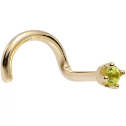 Solid 14KT Yellow Gold (August) 1.5mm Genuine Peridot Nose Ring 23 Solid 14KT Yellow Gold (August) 1.5mm Genuine Peridot Nose Ring -Body Jewelry Store G 331