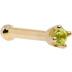 Solid 14KT Yellow Gold (August) 1.5mm Genuine Peridot Nose Ring 25 Solid 14KT Yellow Gold (August) 1.5mm Genuine Peridot Nose Ring -Body Jewelry Store G 333