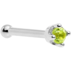 Solid 14KT White Gold (August) 1.5mm Genuine Peridot Nose Ring 28 Solid 14KT White Gold (August) 1.5mm Genuine Peridot Nose Ring -Body Jewelry Store G 336