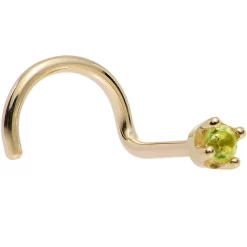 Solid 14KT Yellow Gold (August) 1.5mm Genuine Peridot Nose Ring 26 Solid 14KT Yellow Gold (August) 1.5mm Genuine Peridot Nose Ring -Body Jewelry Store G 337
