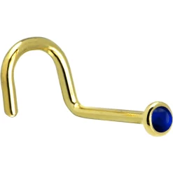 Solid 14KT Yellow Gold (September) 2mm Genuine Sapphire Nose Ring -Body Jewelry Store G 392