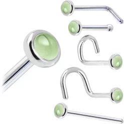 Solid 14KT White Gold (August) 2mm Genuine Peridot Nose Ring 13 Solid 14KT White Gold (August) 2mm Genuine Peridot Nose Ring -Body Jewelry Store G 506
