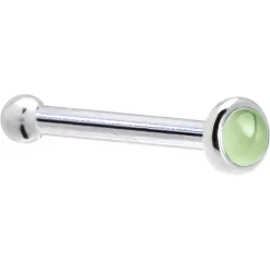 Solid 14KT White Gold (August) 2mm Genuine Peridot Nose Ring 10 Solid 14KT White Gold (August) 2mm Genuine Peridot Nose Ring -Body Jewelry Store G 508