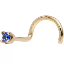 Solid 14KT Yellow Gold (September) 1.5mm Genuine Blue Sapphire Nose Stud Ring 24 Solid 14KT Yellow Gold (September) 1.5mm Genuine Blue Sapphire Nose Stud Ring -Body Jewelry Store G 559