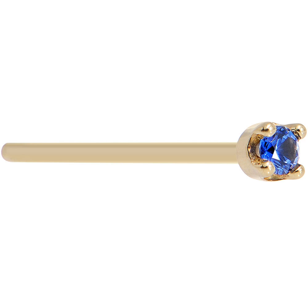 Solid 14KT Yellow Gold (September) 1.5mm Genuine Blue Sapphire Nose Stud Ring 12 Solid 14KT Yellow Gold (September) 1.5mm Genuine Blue Sapphire Nose Stud Ring - Image 12