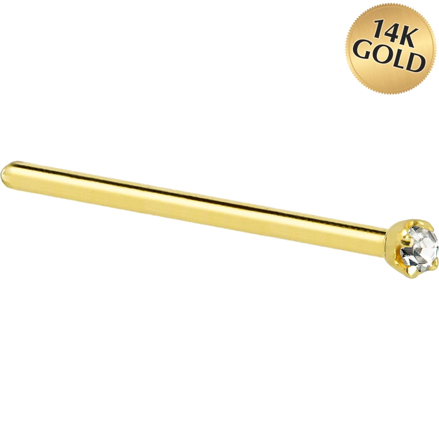 Solid 14KT Yellow Gold 1.5mm Genuine Diamond Nose Ring 6 Solid 14KT Yellow Gold 1.5mm Genuine Diamond Nose Ring - Image 6