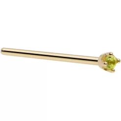 Solid 14KT Yellow Gold (August) 1.5mm Genuine Peridot Nose Ring 30 Solid 14KT Yellow Gold (August) 1.5mm Genuine Peridot Nose Ring -Body Jewelry Store G 586