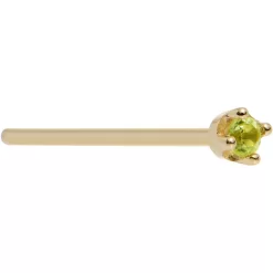 Solid 14KT Yellow Gold (August) 1.5mm Genuine Peridot Nose Ring 31 Solid 14KT Yellow Gold (August) 1.5mm Genuine Peridot Nose Ring -Body Jewelry Store G 587