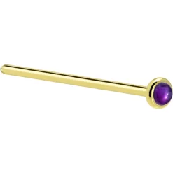 Solid 14KT Yellow Gold (February) 2mm Genuine Amethyst Nose Ring 12 Solid 14KT Yellow Gold (February) 2mm Genuine Amethyst Nose Ring -Body Jewelry Store G 603