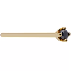 Solid 14KT Yellow Gold 1.5mm Genuine Black Diamond Nose Ring -Body Jewelry Store G 606.main