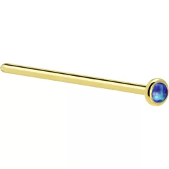 Solid 14KT Yellow Gold 2mm Dark Blue Synthetic Opal Nose Ring 13 Solid 14KT Yellow Gold 2mm Dark Blue Synthetic Opal Nose Ring -Body Jewelry Store G 630
