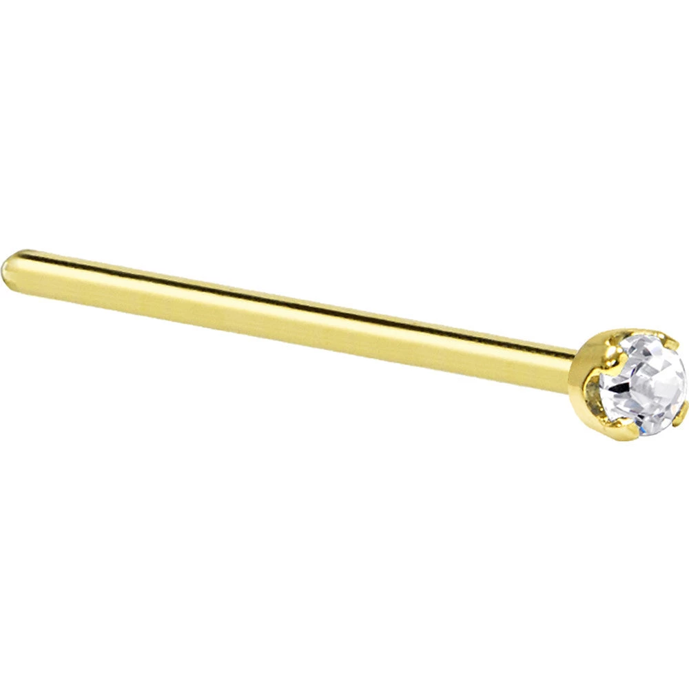 Solid 14KT Yellow Gold (April) 2mm Genuine Diamond Nose Ring 4 Solid 14KT Yellow Gold (April) 2mm Genuine Diamond Nose Ring - Image 4