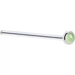 Solid 14KT White Gold (August) 2mm Genuine Peridot Nose Ring 11 Solid 14KT White Gold (August) 2mm Genuine Peridot Nose Ring -Body Jewelry Store G 654
