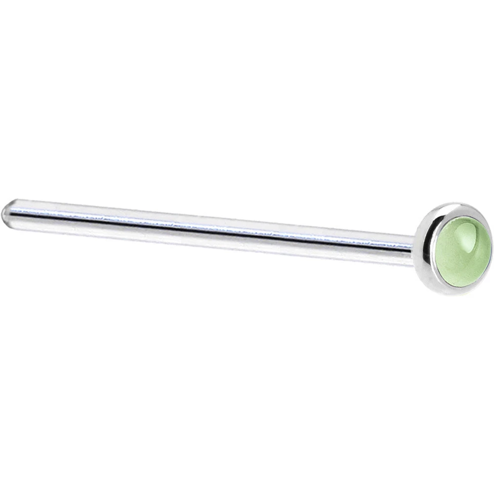 Solid 14KT White Gold (August) 2mm Genuine Peridot Nose Ring 5 Solid 14KT White Gold (August) 2mm Genuine Peridot Nose Ring - Image 5