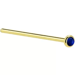 Solid 14KT Yellow Gold (September) 2mm Genuine Sapphire Nose Ring -Body Jewelry Store G 676