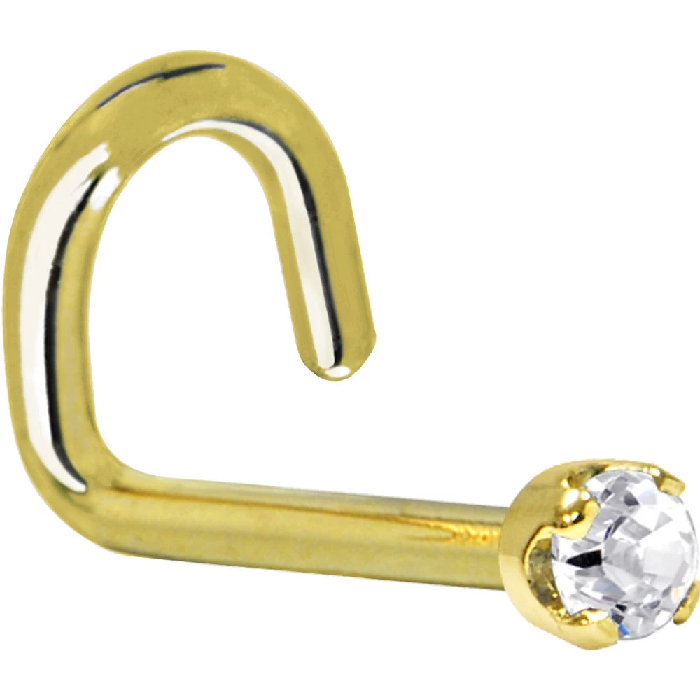 Solid 14KT Yellow Gold (April) 2mm Genuine Diamond Nose Ring 5 Solid 14KT Yellow Gold (April) 2mm Genuine Diamond Nose Ring - Image 5