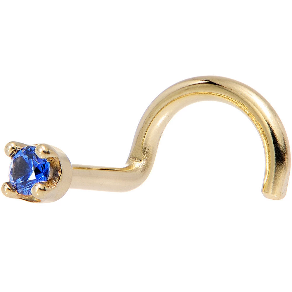 Solid 14KT Yellow Gold (September) 1.5mm Genuine Blue Sapphire Nose Stud Ring 13 Solid 14KT Yellow Gold (September) 1.5mm Genuine Blue Sapphire Nose Stud Ring - Image 13