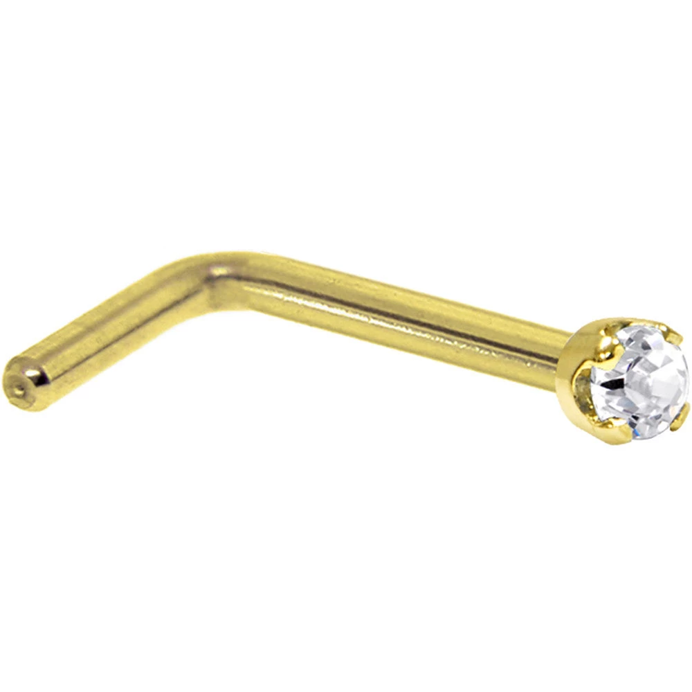 Solid 14KT Yellow Gold (April) 2mm Genuine Diamond Nose Ring 6 Solid 14KT Yellow Gold (April) 2mm Genuine Diamond Nose Ring - Image 6