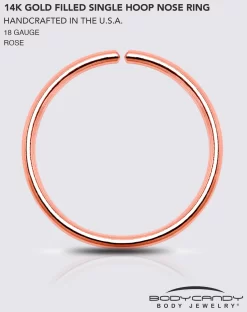 Single Hoop Nose 14k Rose Gold Filled Nose Hoop Ring (Select Your Size) -Body Jewelry Store G HOOP R FILL 18 5mm.otherimage2