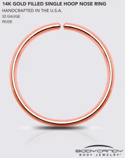 Single Hoop Nose 14k Rose Gold Filled Nose Hoop Ring (Select Your Size) -Body Jewelry Store G HOOP R FILL 22.otherimage2