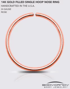 Single Hoop Nose 14k Rose Gold Filled Nose Hoop Ring (Select Your Size) -Body Jewelry Store G HOOP R FILL 24.otherimage2