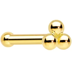 14k Yellow Gold 3mm Trinity Nose Ring -Body Jewelry Store G TRINITY 18B.main