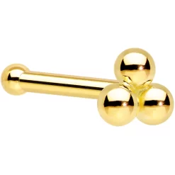 14k Yellow Gold 3mm Trinity Nose Ring -Body Jewelry Store G TRINITY 20B.main
