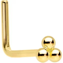 14k Yellow Gold 3mm Trinity Nose Ring -Body Jewelry Store G TRINITY 20L.main