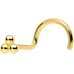 14k Yellow Gold 3mm Trinity Nose Ring -Body Jewelry Store G TRINITY 20LN.main