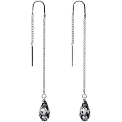 Gaby Silver Night Drop Threader Earrings Created With Crystals