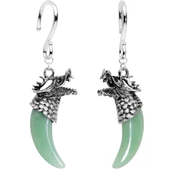 Body Jewelry Store 13 Handcrafted Green Agate Dragon Tooth Ear Weights