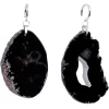 Handcrafted Steel Midnight Shadow Gap Natural Black Agate Ear Weights
