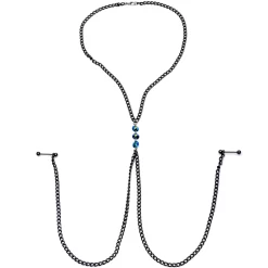 Gothic Black Necklace To Nipple Chain Created With Crystals