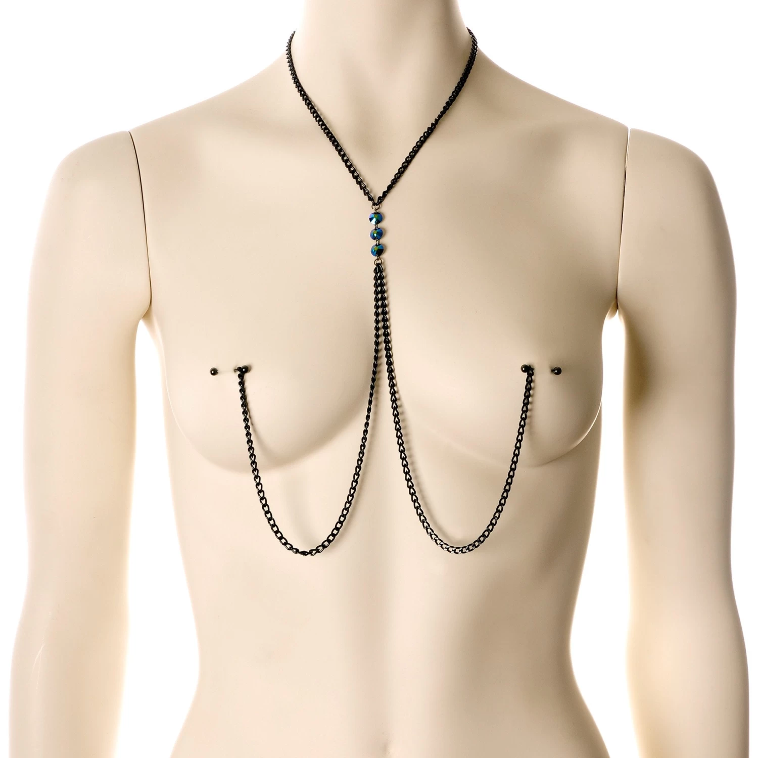 Gothic Black Necklace To Nipple Chain Created With Crystals 2 Gothic Black Necklace To Nipple Chain Created With Crystals - Image 2