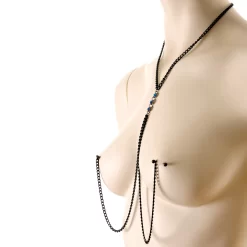 Gothic Black Necklace To Nipple Chain Created With Crystals 8 Gothic Black Necklace To Nipple Chain Created With Crystals -Body Jewelry Store HC 6957.otherimage3