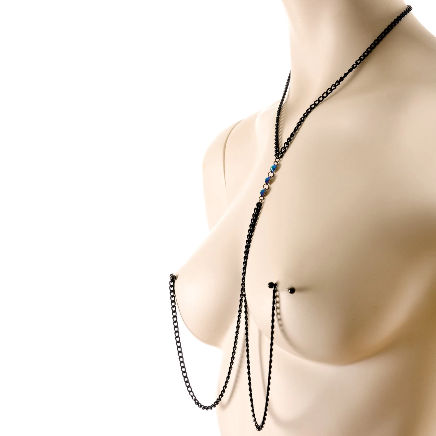 Gothic Black Necklace To Nipple Chain Created With Crystals 4 Gothic Black Necklace To Nipple Chain Created With Crystals - Image 4