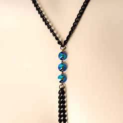 Gothic Black Necklace To Nipple Chain Created With Crystals 9 Gothic Black Necklace To Nipple Chain Created With Crystals -Body Jewelry Store HC 6957.otherimage4